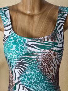 Bellisia 女士豹纹斑马纹连体泳衣，时尚度假之选 - 彩色 - 查看 3