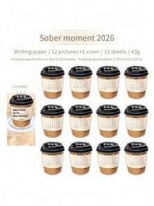 Zazumi 2026迷你桌面日历 咖啡主题计划本，每日金句，办公桌收纳整理，节日生日礼物推荐，必备单品 - 彩色 - 查看 18