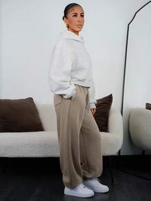 SAYEHFBABY 水洗阔腿慢跑裤，适合度假、机场休闲、夏季、毕业典礼、返校、毕业典礼、教师节等场合，也适合女性、秋季、冬季和圣诞节穿着。 - 棕色 - 查看 6