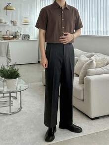 DAZY Men's Solid Brown Short Sleeve Shirt, Summer - Brown - View 4