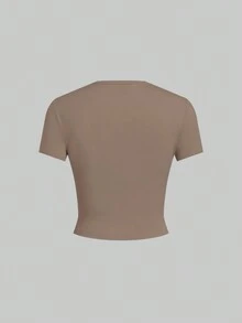 SHEIN EZwear 5件/套纯色针织无袖修身T恤，春夏基础款女式纯色T恤衫套装，女式上衣套装，纯色T恤衫，5件装女式上衣，纯色T恤衫，女式T恤衫 - 彩色 - 查看 3