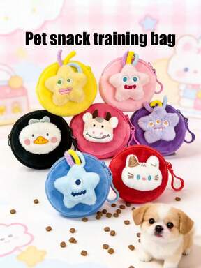 PETSIN 1 pieza Bolsa de almacenamiento con cremallera para snacks y comida de mascotas, bolsa multifuncional con diseño de dibujos animados linda para entrenamiento y paseos de mascotas