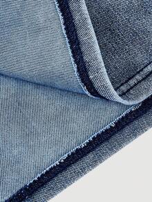 SHEIN MOD Vestido de mezclilla con volantes, abertura lateral y sin tirantes de moda - Azul - Ver 4