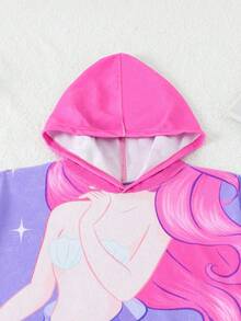 Toalla de playa con diseño de sirena y bata de playa para niñas - Morado - Ver 6