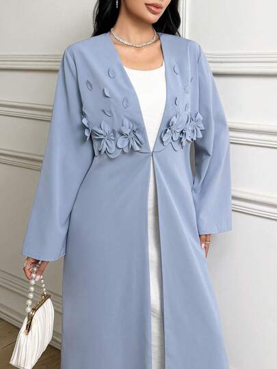 Veilorie Áo Abaya nữ họa tiết hoa 3D kín đáo và thanh lịch