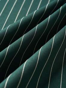 Airaco 男士休闲条纹衬衫长裤套装，春秋季 - 綠色 - 查看 6