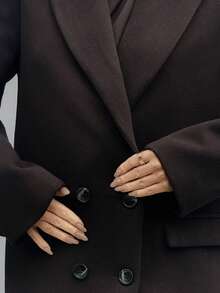 Kuleshova Women's Solid Color Minimalist Casual Long Sleeve Blazer ,Women's Winter Clothes, Winter Black,Fall,Fall Clothes For Women - Black - View 3