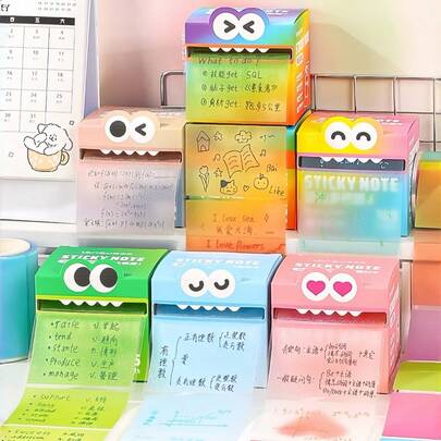 Zazumi Giấy ghi chú dán có tab kéo hình quái vật miệng to, bề mặt ngọc trai dễ thương, trong suốt, quà tặng văn phòng phẩm cho học sinh, quà tặng mùa lễ hội, quà sinh nhật, những món đồ không thể thiếu.