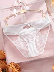 Bragas elegantes y sexys de encaje blanco con lazo - Blanco - Ver 5