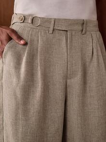 AKNOTIC Men's Herringbone Jacquard Loose Pants, Suitable For Christmas Party, Business Casual, Autumn, Boyfriend Gift, Holiday - Army Green - View 3