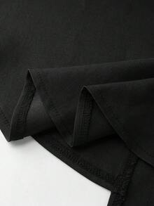 GlowEve CURVE Bộ đồ nữ cỡ lớn màu trơn tối giản không tay cổ tròn với thiết kế vạt áo bất đối xứng và quần ống đứng có túi, cạp chun, đa năng cho đi làm, công sở, thường ngày và mặc hàng ngày. - màu đen - Xem 5