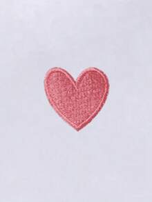 Resyla Áo thun mùa hè phối màu kẻ sọc thêu hình trái tim - trắng - Xem 4