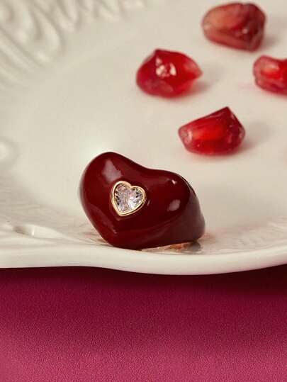 Glisma 女士单枚戒指，服饰搭配，复古风格，金属质感，宝石镶嵌，送给妈妈/女士/女孩/母亲，高端，复古，优雅，情人节礼物