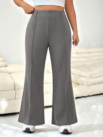 Solflare Plus Size Women Plain Simple Daily Flared Suit Pants Graduation,Back To School,Teacher Outfits For Women