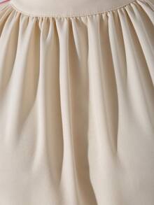 Juniors' Sleeveless Apricot Wide Leg Flare Pants, Elegant Romper With Zipper Back Design, Comfortable Woven Fabric, Suitable For Daily, Gatherings And Events In Spring/Summer Junior Bridesmaid Dress - Beige - View 5