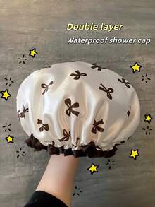 Joivida 淋浴厨房两用防水帽 - 双层可重复使用发罩，保护头发免受水、蒸汽和油脂的侵害 - 彩色 - 查看 8