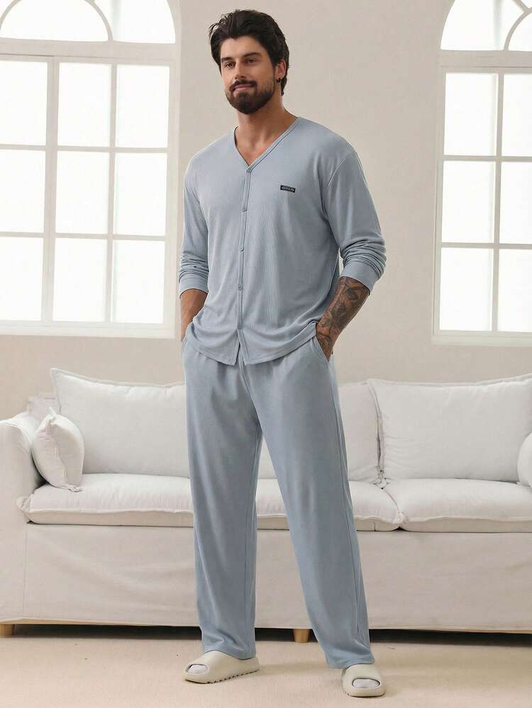Men's Blue Label Casual Loungewear Set, Spring/Autumn