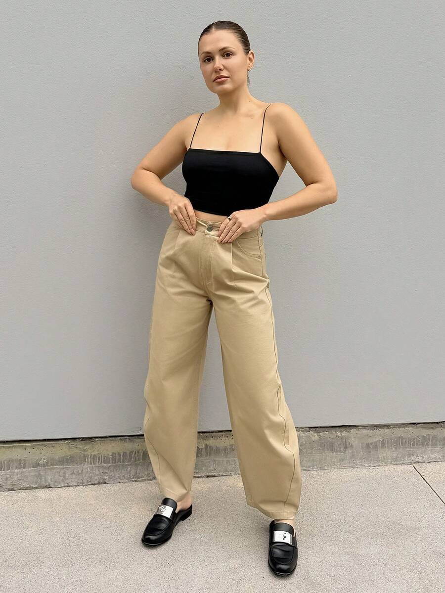 Kuleshova Solid Slim Cami Crop Top - Black - View 1