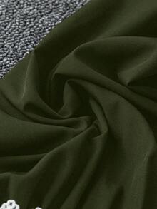 DreamSkyne Plus Size Women's Contrast Color Ruffle Button Long Sleeve Casual Shirt - Army Green - View 5