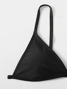 SHEIN Swim Solid Color Bikini Swimwear For Beach Vacation - Black - View 3