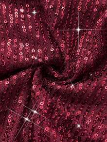 Franclia Burgundy Sequins Halter Stretch Sexy Sleeveless Slim Women Bodycon Dress/Date/Party/Nightclub/Street /Halloween/Valentine's Day/Elegant Dress/Christmas Dress/Birthday Dress/Nightclub/Party Dress /New Year Holiday/Spring/Summer/Autumn/Winter New Short Dress - Burgundy - View 6