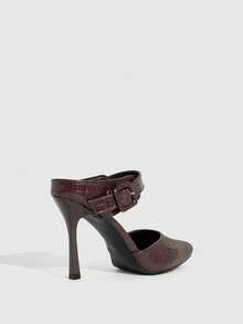 CUCCOO SZL Women's Pointed Toe Buckle Design Everyday Commute Fashion High Heel Sandals Valentine's Day - Black - View 4