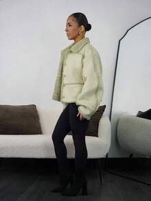 SAYEHFBABY 羊毛绒翻领夹克，夏季，甜美机场假日秋季街头风，秋冬，返校季办公室工作日常圣诞节 - 綠色 - 查看 6