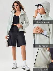 OutZeal 女士防水防风反光连帽户外夹克 徒步露营 - 綠色 - 查看 5