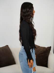 SAYEHFBABY 秋冬做旧针织插肩袖毛衣、长袖上衣 - 黑色 - 查看 6