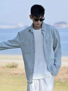 DAZY Chaqueta vaquera de hombre con textura lavada y vintage, primavera - Azul - Ver 5