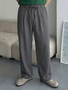 DAZY Men's Grey Drawstring Waist Slim Fit Pants, Spring - Grey - View 1