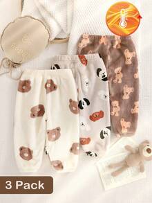 SHEIN 3pcs Set Baby Boy & Baby Girls' Plaid Multicolor Warm Pants, Suitable For In Autumn/Winter - Multicolor - View 5