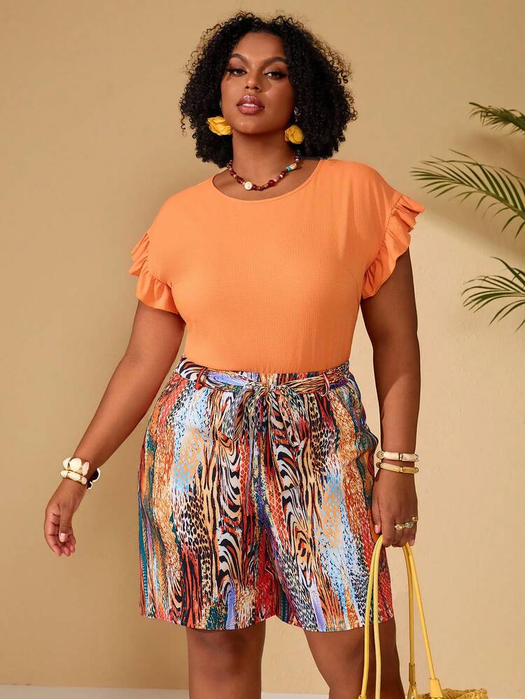Plus Size Women's Summer Casual Vacation Country Pockets Leopard & Zebra Print Patchwork Casual Versatile Vacation Shorts With Pockets,Summer Holiday,Spring Break Outfits ,Vacation Outfits Women ,Holiday Outfits For Women,Going Out Outfits,2026 New Clothes,Simple And Fashionable For Everyday Wear,Casual Vacation Boho Shorts,Loose Boho Bermuda Shorts Women's Summer Shorts Animal Print Shorts Women's Plus Size Shorts Short Sets For Women Vacation Women's Summer Shorts Printed Shorts