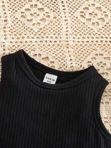 SHEIN Elegant & Cute Black Knit Camisole Top And Polka Dot Pleated Long Pants Set, Summer Top Set Of 2 Pieces, Black Textured Top With Classic Polka Dot Pleated Pants Suitable For Summer, Sports, Fitness, Casual Outings, And Social Events Baby Girl Summer Outfit Baby Girl Clothes 3t Summer Clothes Girl Sportswear Girls Summer Outfit Summer Clothes Girl Sportswear 3 Year Old Streetwear Girl - Multicolor - View 7
