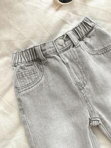 SHEIN Baby Boy Casual Washed Distressed Elastic Waist Jeans - Light Wash - View 7