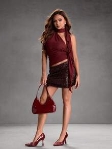 CUCCOO SZL Women's Pointed Toe Stiletto High Heel Black Lace Mesh Breathable Hollow-Out Sexy Elegant Lady High Heel Pumps With Ankle Strap, Versatile For Daily, Party, Gathering Valentine's Day - Gretel burgundy - View 10