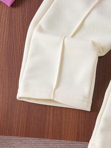 SHEIN Vintaside Kids 女婴蓝色花卉针织套头衫 + 直筒裤 2 件套，秋冬 - 粉色 - 查看 5