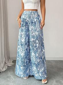 Breezaya Women's Printed Skorts, Fashionable & Elegant Women S Summer Pants Women Summer Outfits Women S Beach Outfits - Blue - View 8