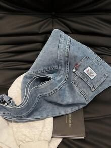 Joivida One Medium Large Denim Fabric Strap Multi Pocket Vintage Unique Design Tops Crossbody Bag For Women Student Daily Commute College Outing Casual Dating Fashionable Crossbody Purse Shoulder Bag - Multicolor - View 2