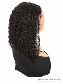 Boho Flätad Djupt Lockig 5x5 Stängning Spets Med Flätad Bob 10-14 Tum Äkta Hår Lockigt Djupt Vågigt Limfritt Förskuret Plockat Transparent Spets Kort Peruk Klar Att Gå Svart Peruk - Natural Black - Visa 5