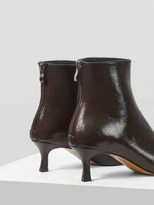 Mnmlis Women's Fashion Versatile Pointed Toe High Heel Ankle Boots Valentine's Day - Brown - View 4