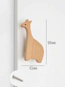 1pc Solid Wood Animal Drawer Pulls, Modern Woodland Animal Wooden Cabinet Knobs,Furniture, Dresser, Wardrobe – Natural Beech Finish - Multicolor - View 10