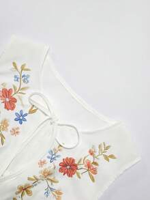 SHEIN PariChic Áo không tay thanh lịch, đa năng, thoải mái với nơ trang trí, phù hợp cho mặc hàng ngày, đi nghỉ mát, hẹn hò, dự tiệc, đi biển - Dành cho nữ - trắng - Xem 4