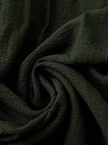 SHEIN LUNE CURVE Plus Size Casual V-Neck Partial Placket Ruffle Trim Blouse - Army Green - View 4