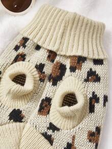 PETSIN 1pc Coffee Leopard Print Love Printed Pet Sweater For Valentine's Day, Autumn And Winter, Thick And Warm Pet Clothes - coffee color - View 8