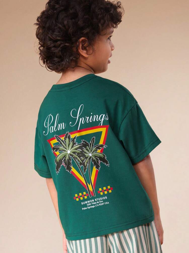 Graphic T-Shirt With Striped Wide Leg Trouser Set