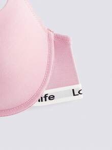 Loungeista 3Pcs Lightly Padded Letter Print Push Up Bra, Women's Underwire Bra - Multicolor - View 4