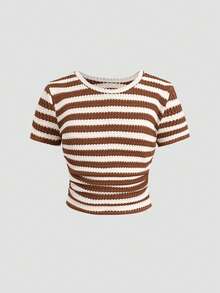 SHEIN 少女休闲简约舒适侧褶背心短裤套装 - 彩色 - 查看 4