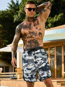 Manfinity KASUA Men's Casual Camo Print Drawstring Beach Shorts - Multicolor - View 4