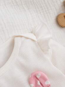 Newborn Baby Girl Cute Casual Knit Cartoon Pattern Top And Pink Pants Pajama Set - Pink - View 7